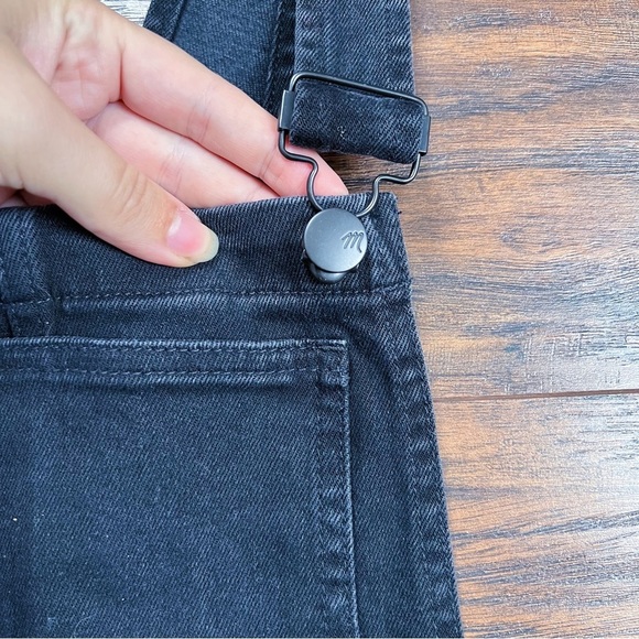 Madewell • Skinny Overalls in Lunar Wash faded black denim stretch side zip - Picture 7 of 12